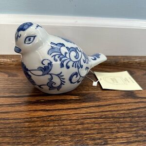 NWT Three Hands Corp Chinoiserie Blue & White Bird Figurine Porcelain